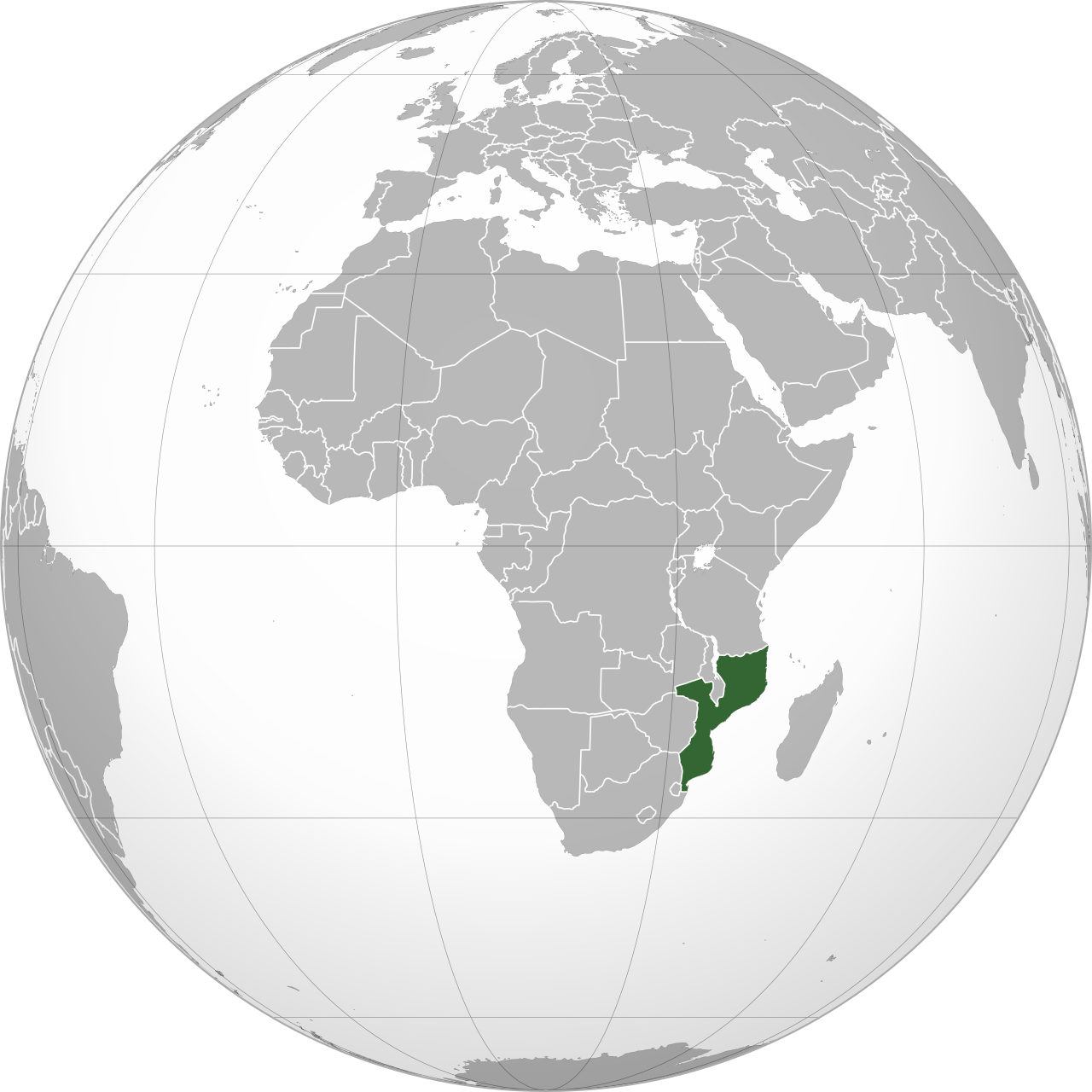 Vị trí của MOZAMBIQUE trên bản đồ thế giới