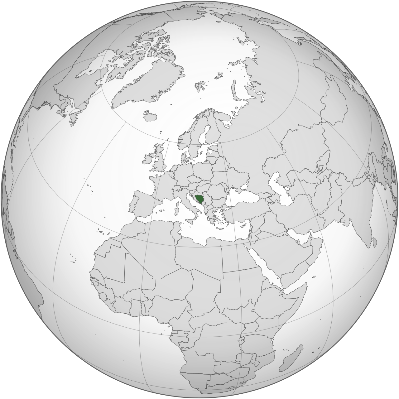 Vị trí của BOSNIA VÀ HERZEGOVINA trên bản đồ thế giới